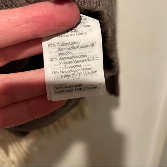 Madewell Sweater XS Olive Green Gray Split Back Waffle Knit Crewneck Pullover - Picture 7 of 9